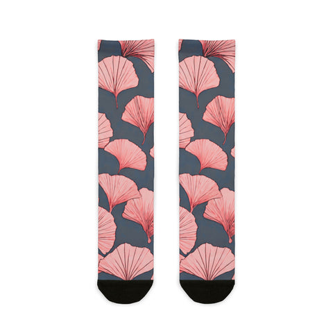 Floral Sublimation Crew Socks - Stylish Ginkgo Leaf Pattern for Comfort and Fashion