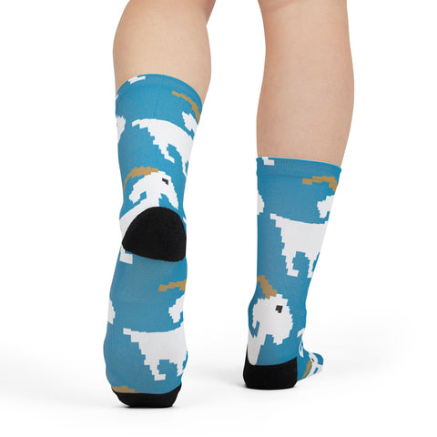 Whimsical Goat Print Crew Socks - Fun, Colorful, and Cozy
