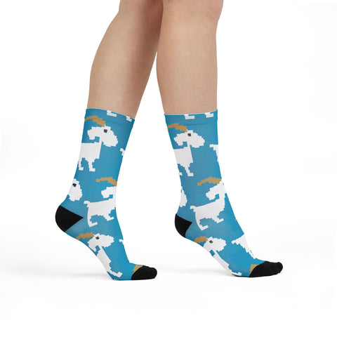 Whimsical Goat Print Crew Socks - Fun, Colorful, and Cozy