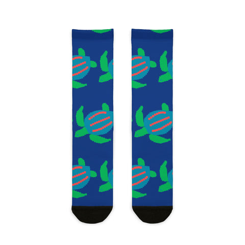 Vibrant Sea Turtle Pattern Sublimation Crew Socks - Fun & Stylish Footwear for Beach Lovers