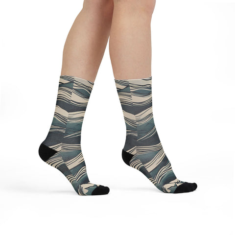 Wavy Pattern Sublimation Crew Socks | Stylish & Comfy for Everyday Wear