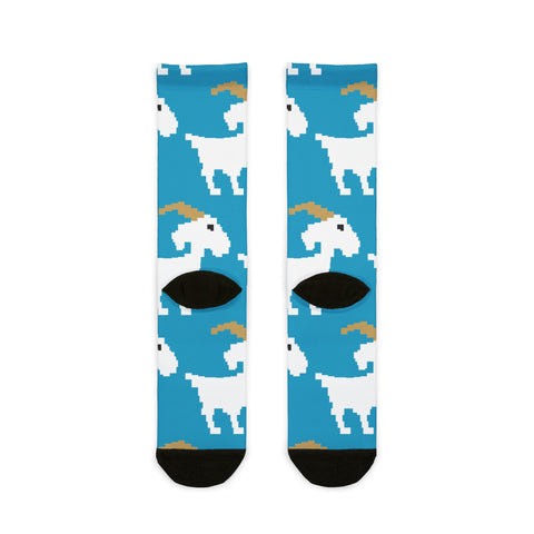 Whimsical Goat Print Crew Socks - Fun, Colorful, and Cozy