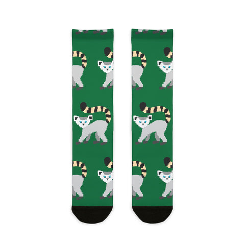 Playful Lemur Pattern Crew Socks - Fun and Cozy Design for Animal Lovers
