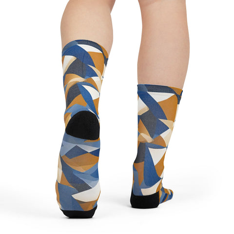Geometric Pattern Crew Socks - Fun & Stylish Footwear for Everyday Wear