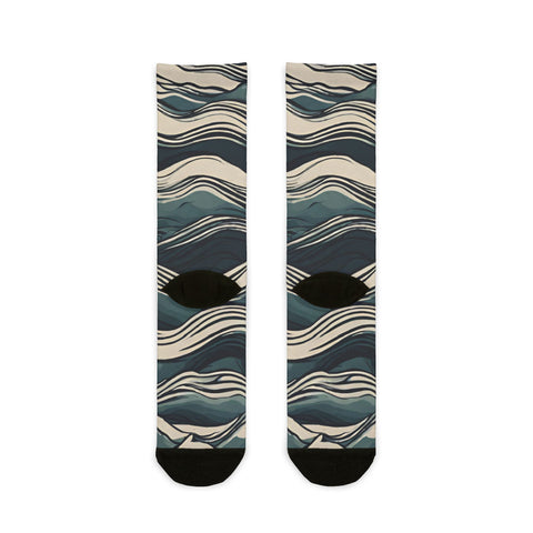 Wavy Pattern Sublimation Crew Socks | Stylish & Comfy for Everyday Wear