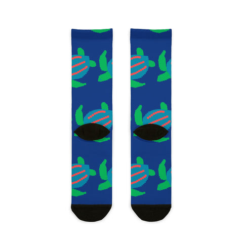 Vibrant Sea Turtle Pattern Sublimation Crew Socks - Fun & Stylish Footwear for Beach Lovers