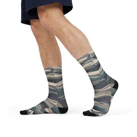 Wavy Pattern Sublimation Crew Socks | Stylish & Comfy for Everyday Wear