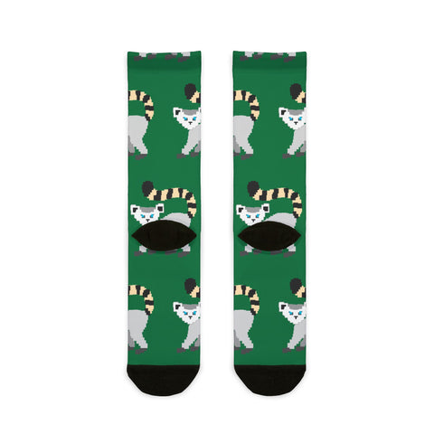 Playful Lemur Pattern Crew Socks - Fun and Cozy Design for Animal Lovers