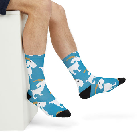 Whimsical Goat Print Crew Socks - Fun, Colorful, and Cozy