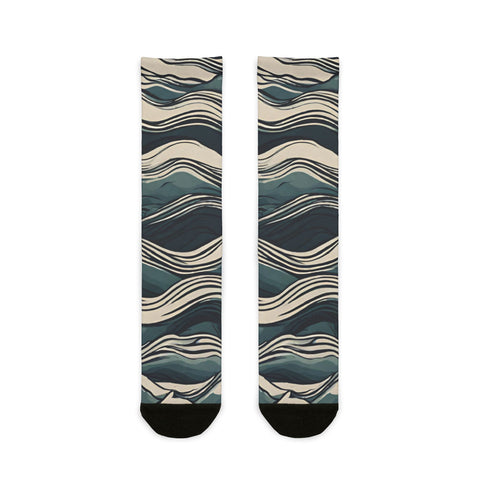 Wavy Pattern Sublimation Crew Socks | Stylish & Comfy for Everyday Wear