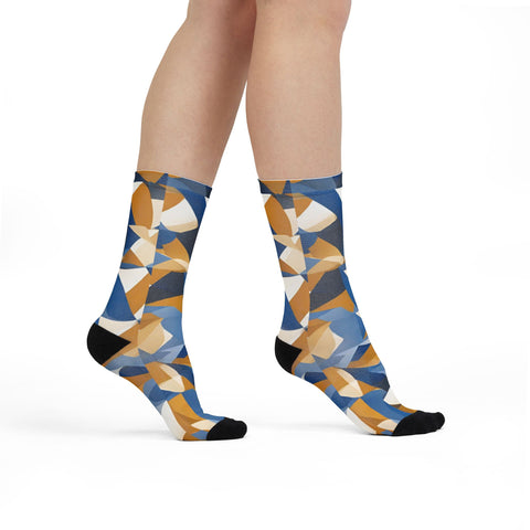 Geometric Pattern Crew Socks - Fun & Stylish Footwear for Everyday Wear