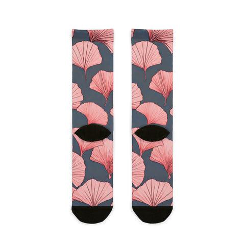 Floral Sublimation Crew Socks - Stylish Ginkgo Leaf Pattern for Comfort and Fashion
