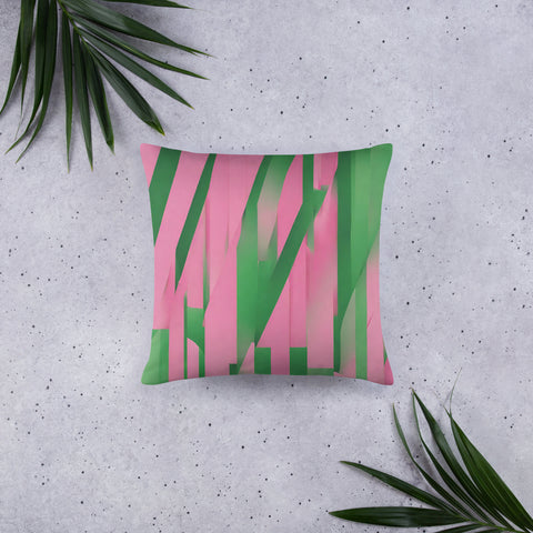 Pink and Green Patterned Pillow