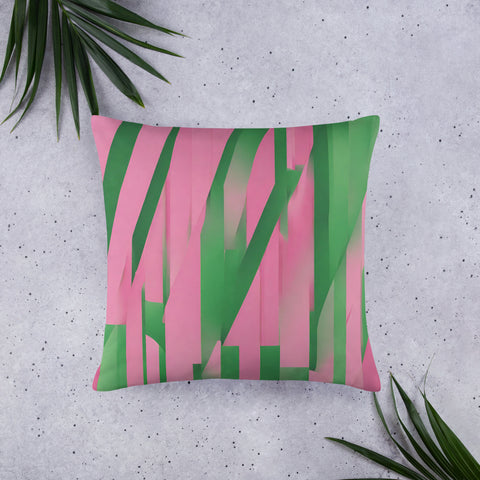 Pink and Green Patterned Pillow