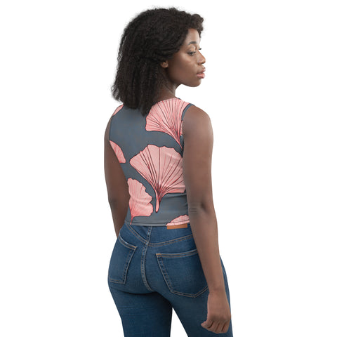 Pink Ginkgo Crop Top
