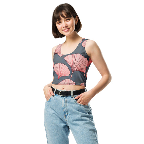 Pink Ginkgo Crop Top