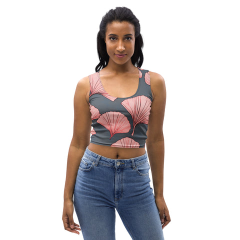 Pink Ginkgo Crop Top
