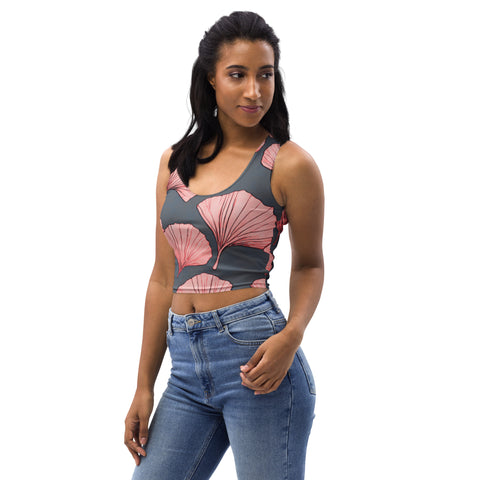 Pink Ginkgo Crop Top