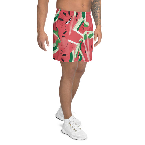 Men's All-Over Print Watermelon Athletic Long Shorts