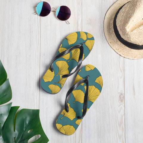Golden Ginkgo Flip-Flops